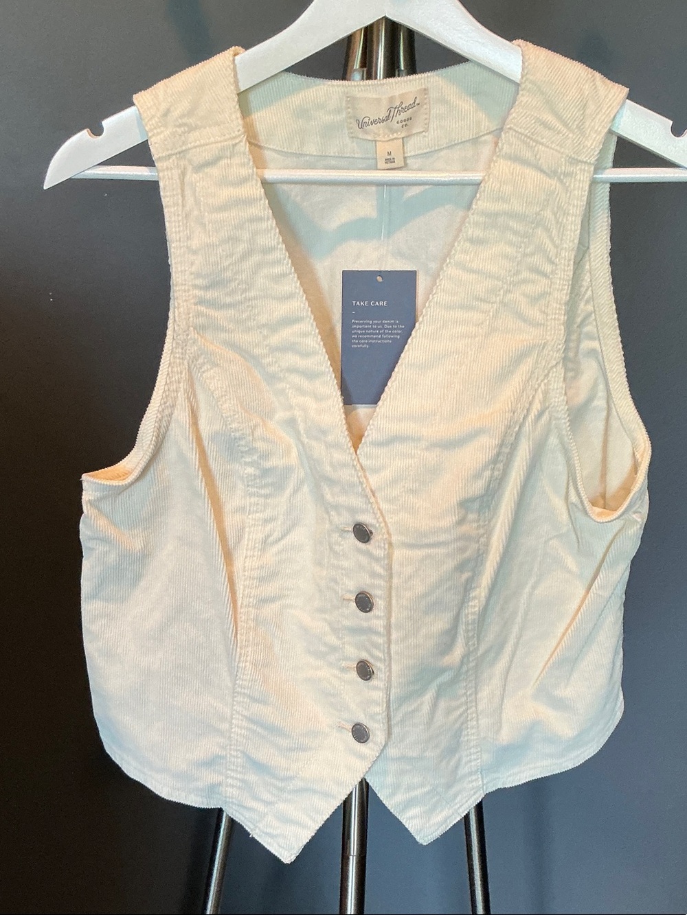 Cream Button-Front Vest - Picture 4 of 7